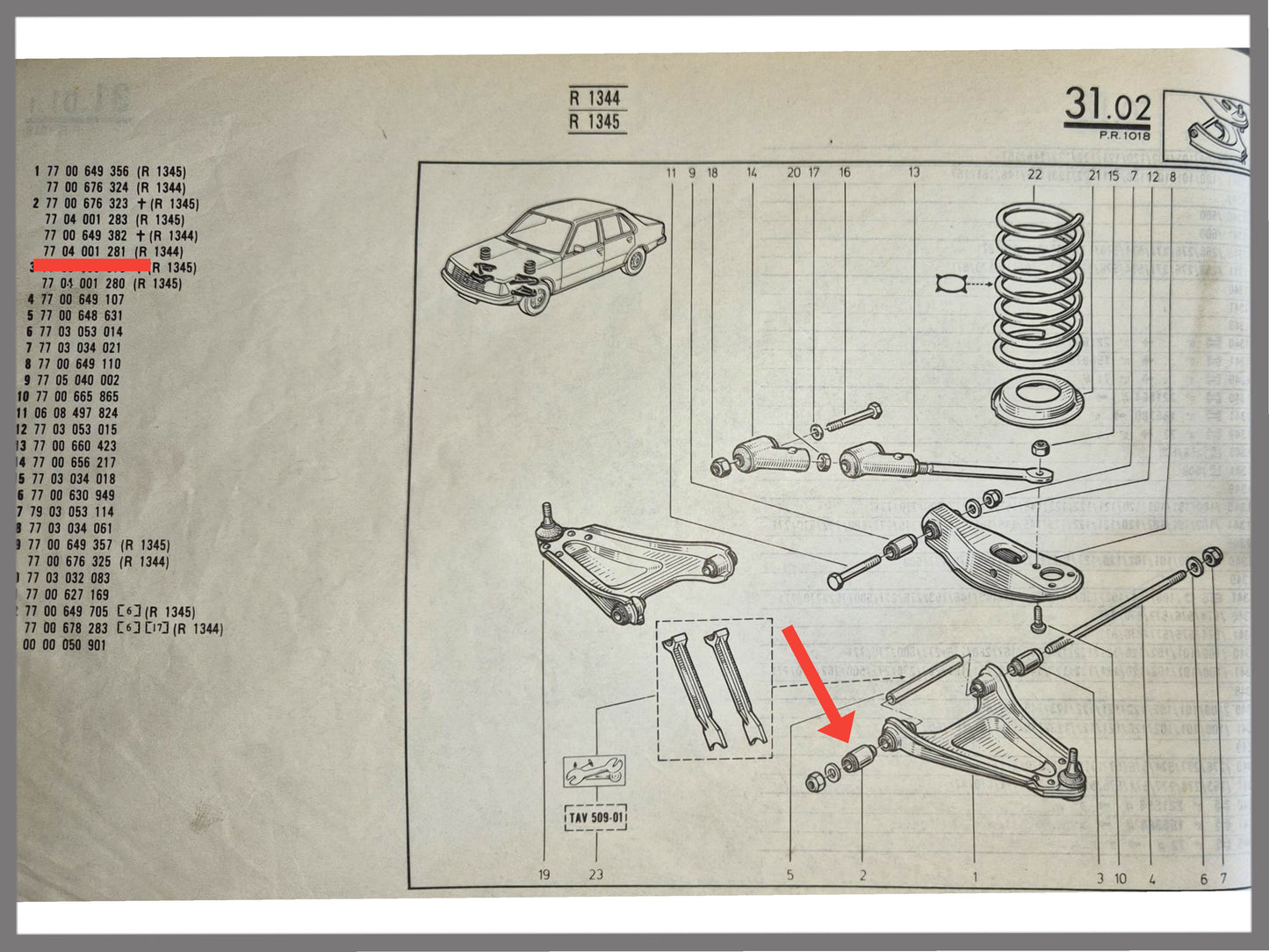 Silentbloc triangle inférieur – Renault 18 – Renault Fuego - OEM 7704001281