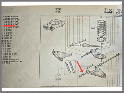 Silentbloc triangle inférieur – Renault 18 – Renault Fuego - OEM 7704001281