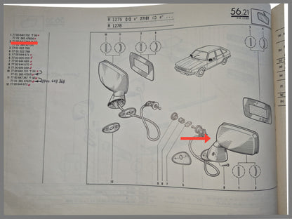Retrovisor exterior delantero izquierdo (cromado y usado) - Renault 20 - Renault 30 - 7701365478