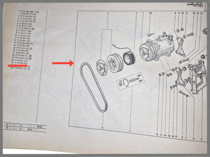 Aandriem aircopomp - Renault 20 - OEM 7700585501