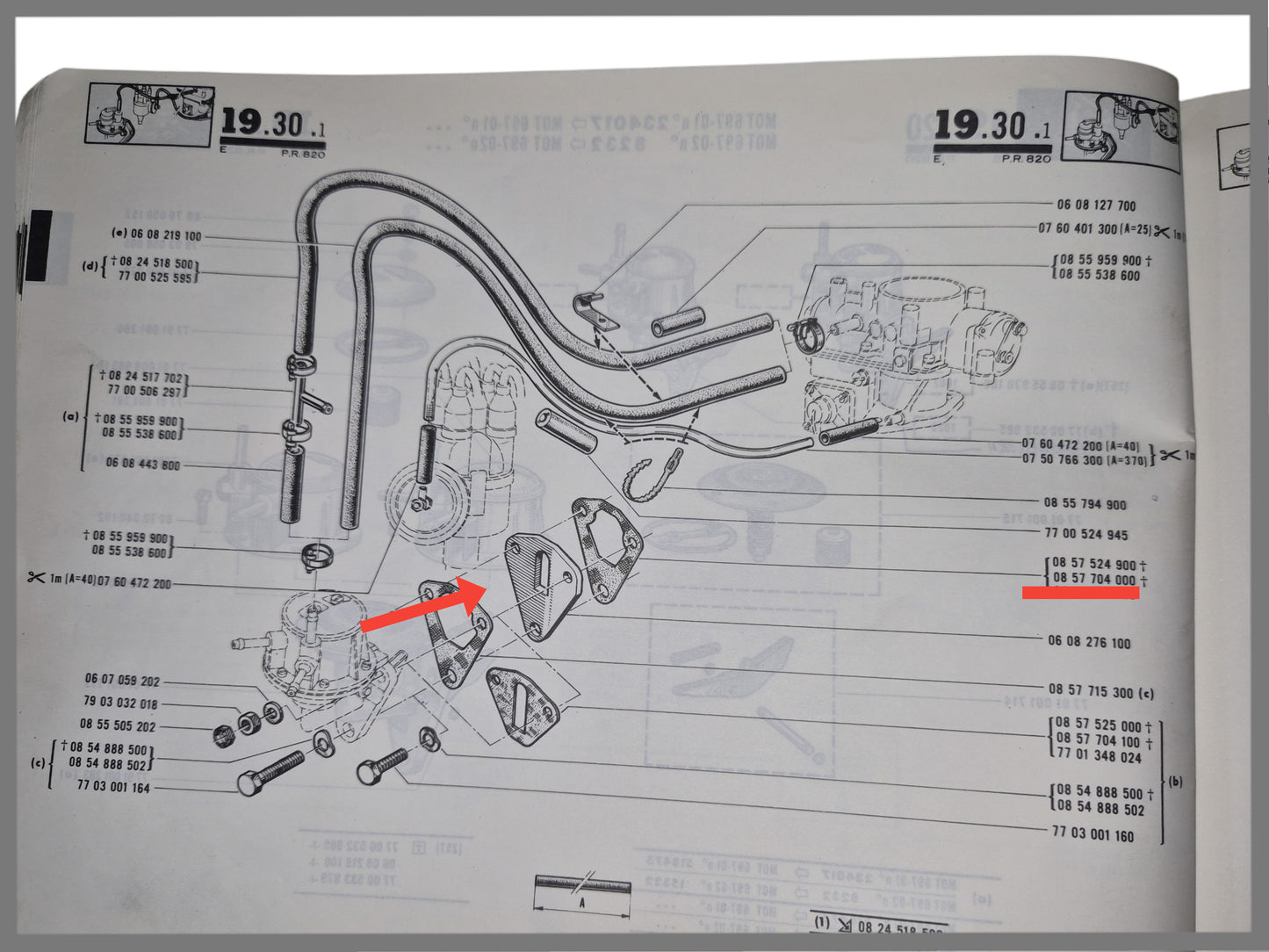 Entretoise Pompe à essence - Renault 16 - OEM 0608276100 et 7700546237