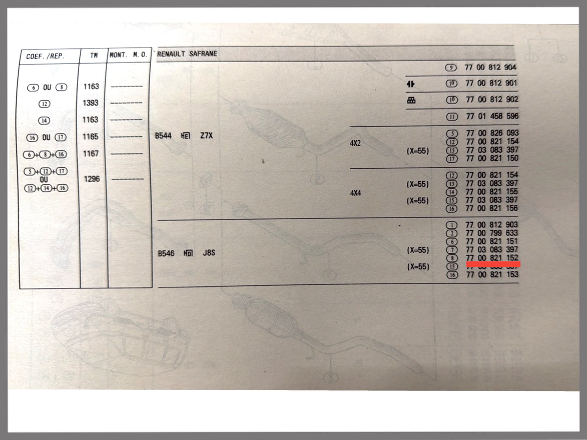 Auspuffrohr - Renault Safrane - OEM 7700821152