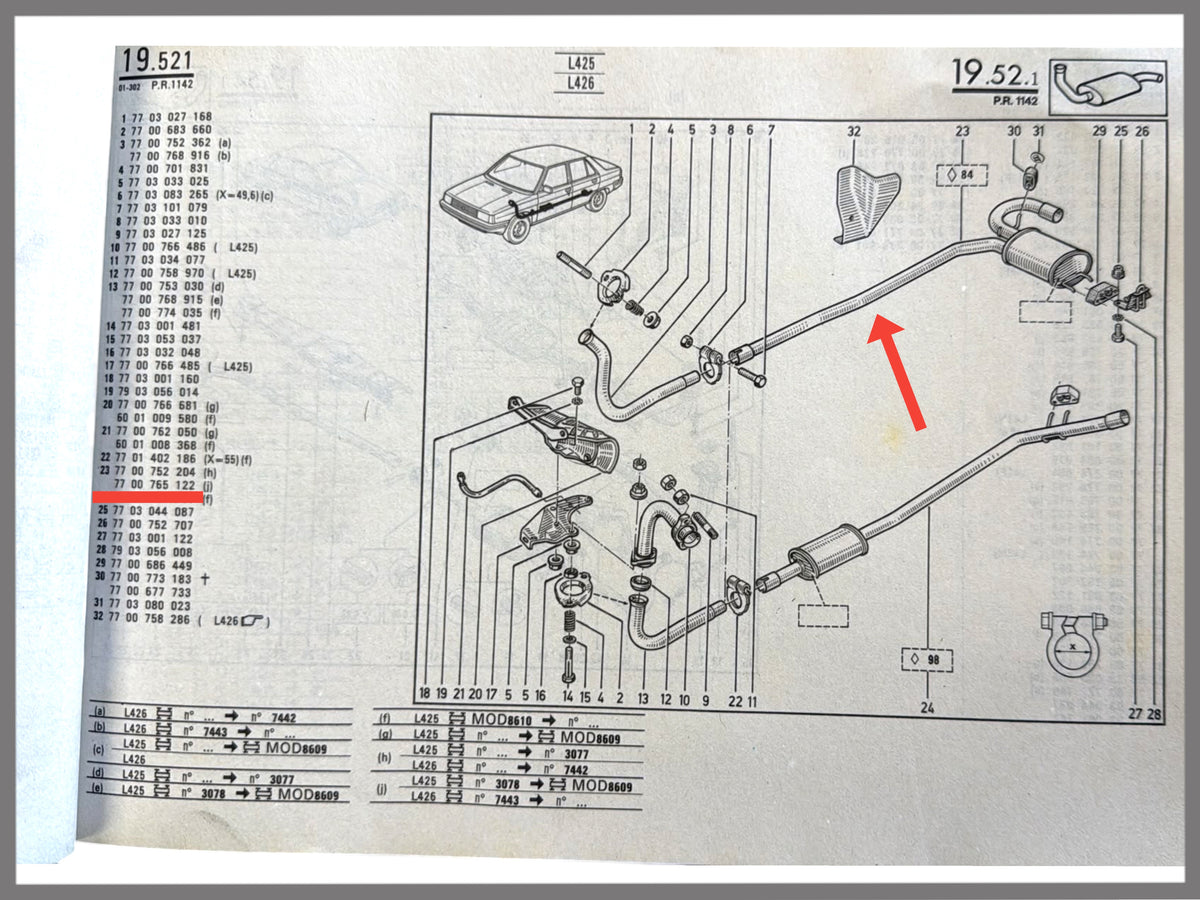 Uitlaat middendemper - Renault 9 - Renault 11 - 7700765122