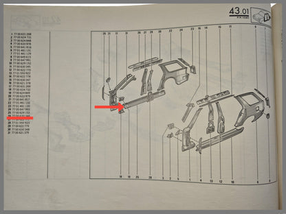 Poutre caisson droite - Renault 18 Break - OEM 7700629153
