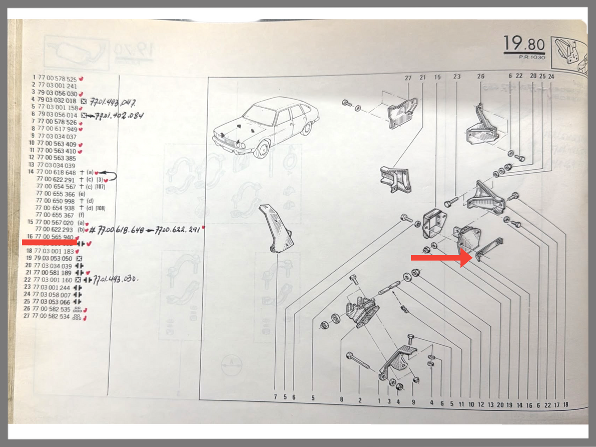 Mounting bracket - Renault 20 - Renault 30 - OEM 7700565940