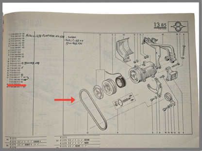 V rie.m aandrijving aircopomp - Renault 30 - OEM 7701348346 en 7700268974