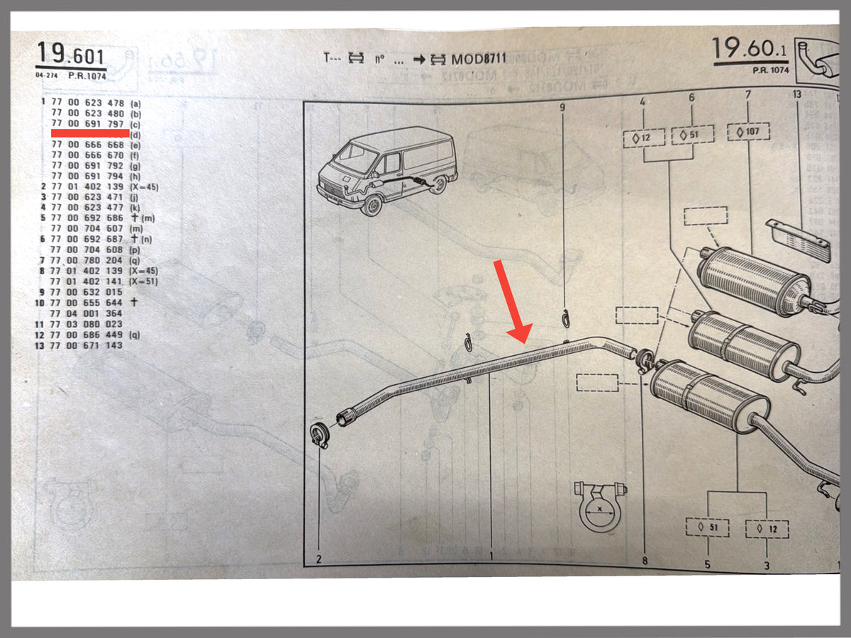 Tubo de escape - Renault Trafic (T1-3, T3-3, T9-3) - OEM 7700691797