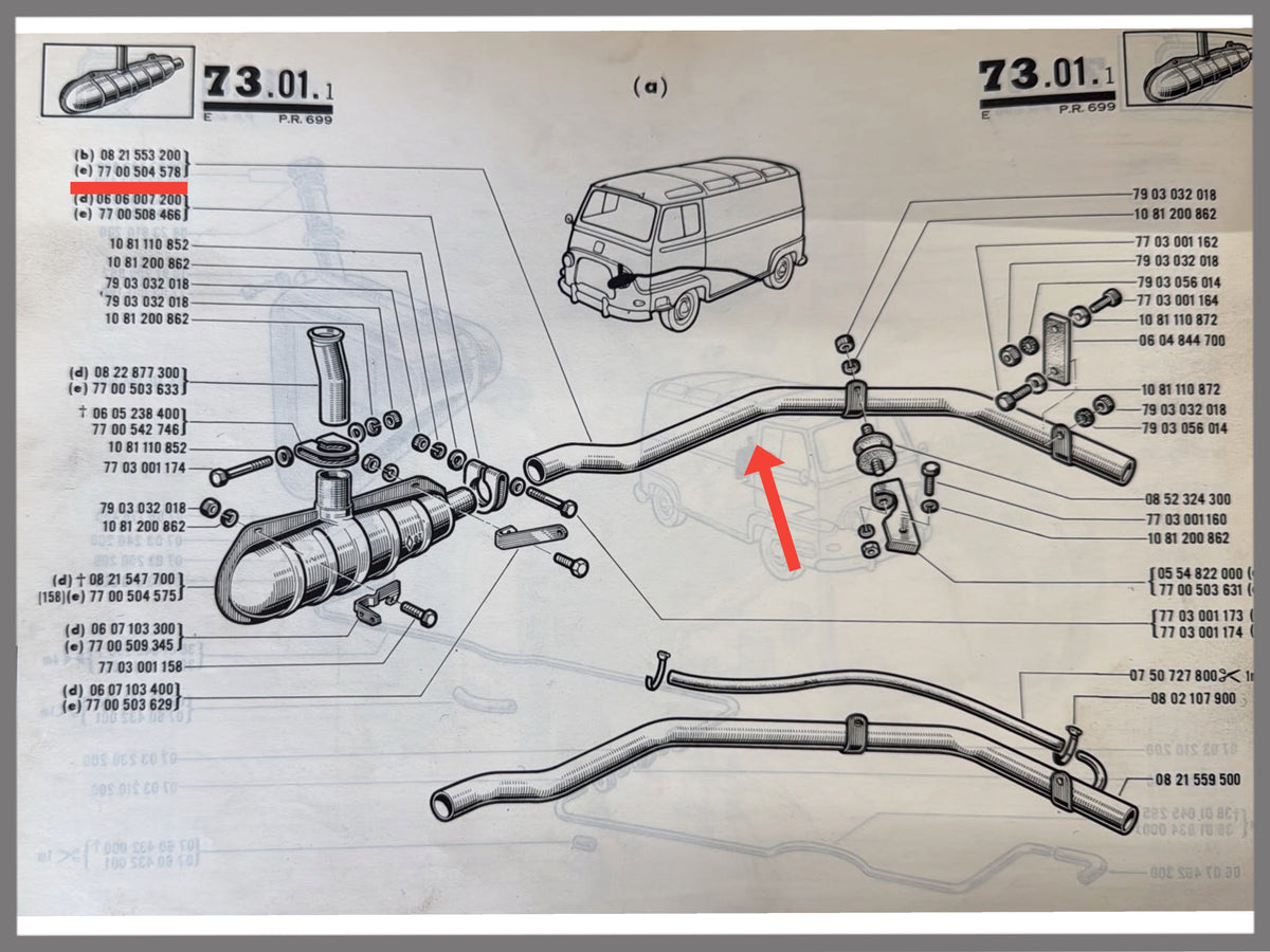 Auspuffrohr - Renault Estafette - OEM 7700504578