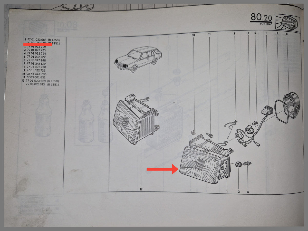 Headlight Bilux left - Renault 18 Break - OEM 7701023688