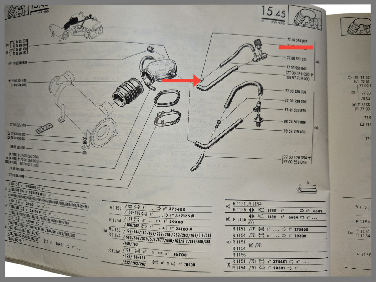 Venturi air hose carburetion (outside size 8 mm inside size 6.5 mm small hole 1 to 1.5 mm) – Renault 16 – OEM 7700540937