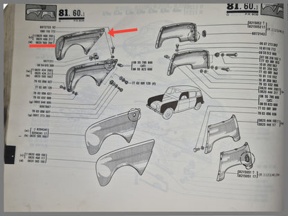 Spatbord voorzijde rechts - Renault 4 - OEM 0820565200