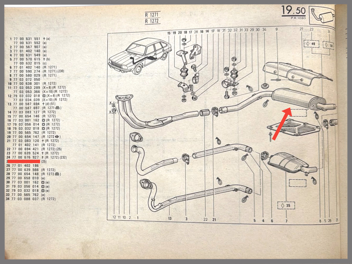 Abgasschalldämpfer - Renault 20 - OEM 7700676927