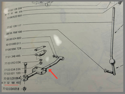 Tige de sélecteur - Renault 12 - Renault 15 - Renault 17 - OEM 7702188453 et 7700528064