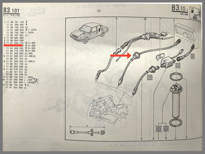 Speedometer cable - Renault 9 - OEM 7701349272