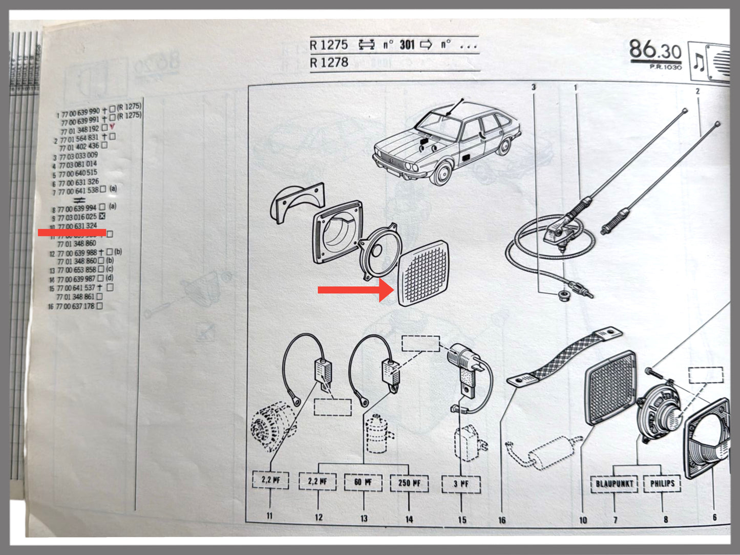Cache boîte à musique - Renault 20 - Renault 30 - OEM 7700631324