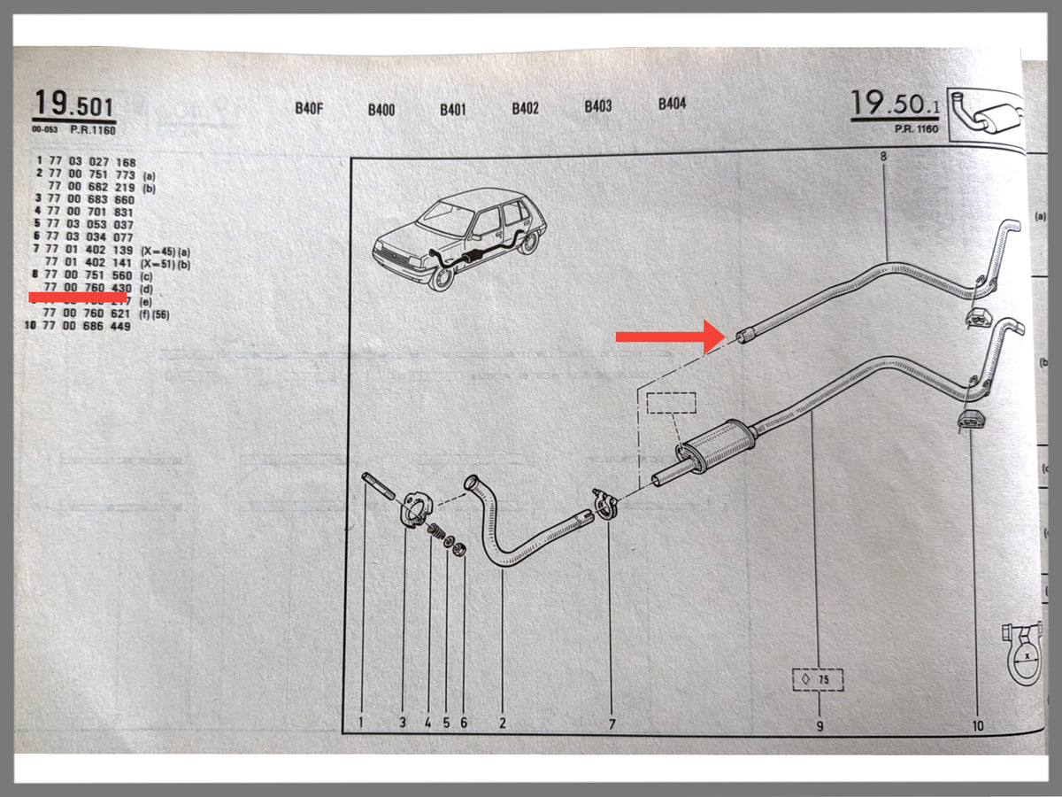 Pot d'échappement - Renault Super 5 - OEM 7700751560 / 7700760430