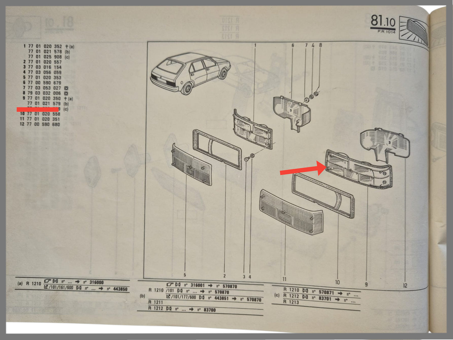 Achterlichtunit links - Renault 14 - OEM 7701021578
