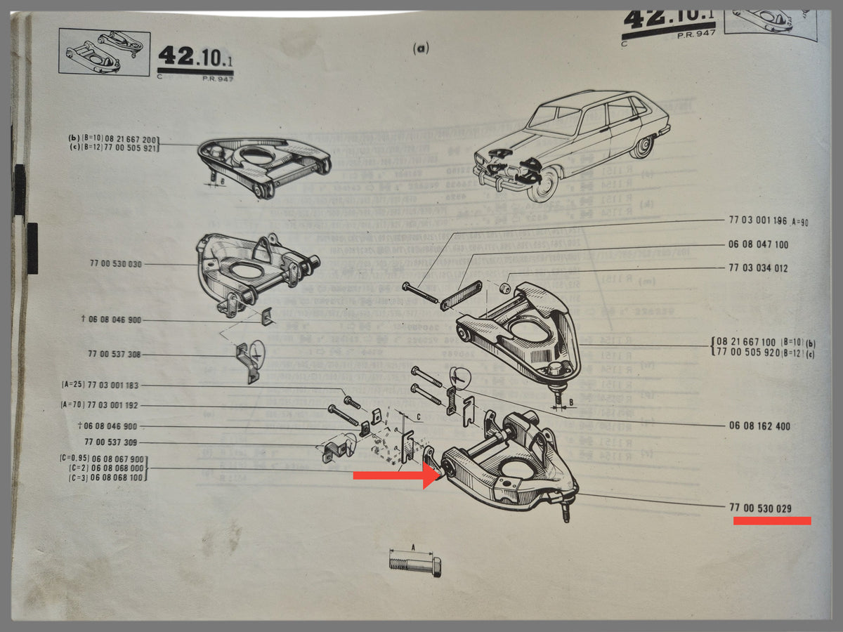 Onderste draagarm links (Excl: € 250,00 borg voor inruil) – Renault 16 – OEM 7700530029