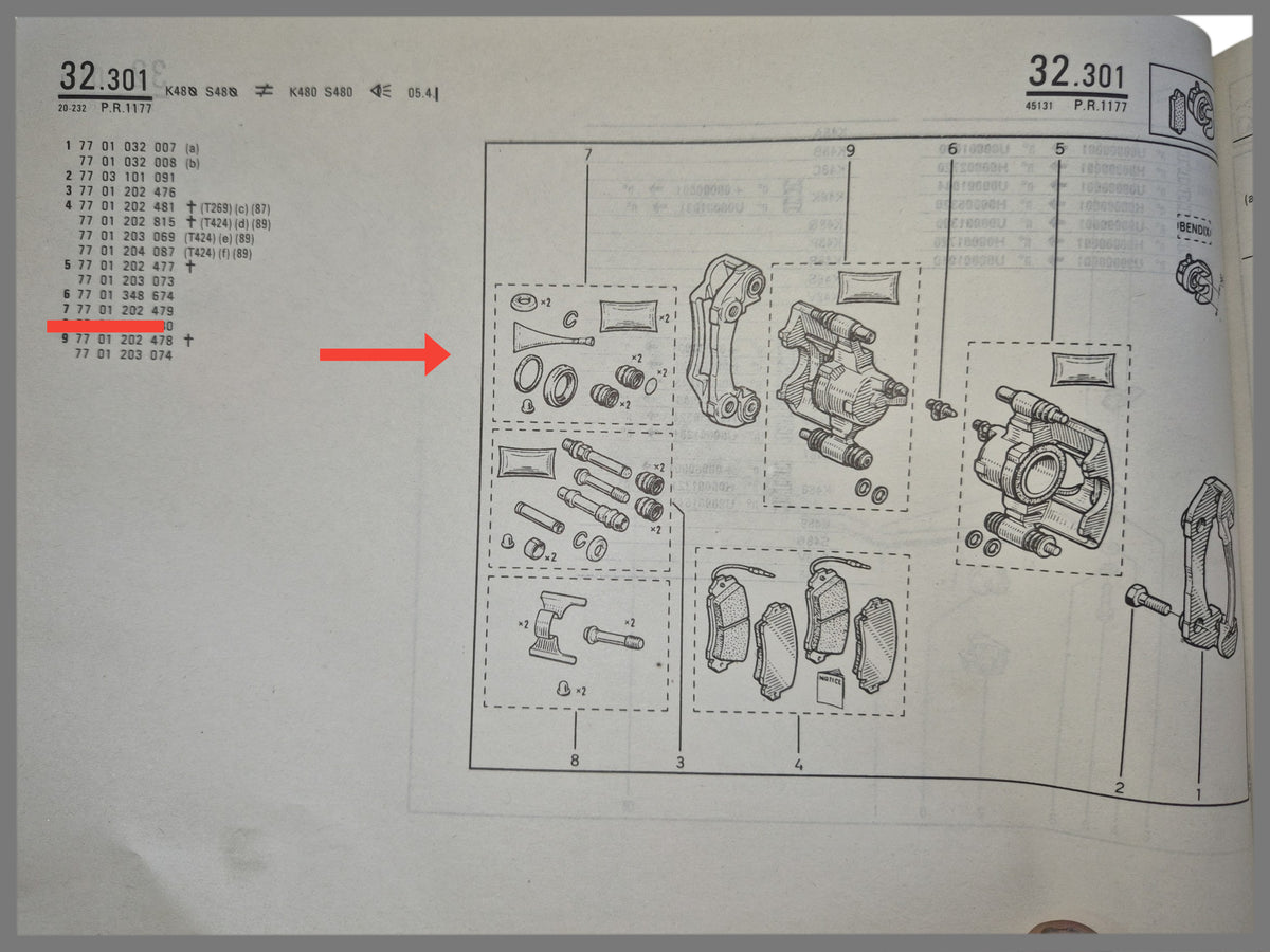 Bremssattel-Überholungssatz – Renault 19 – Renault 21 – OEM 7701202479