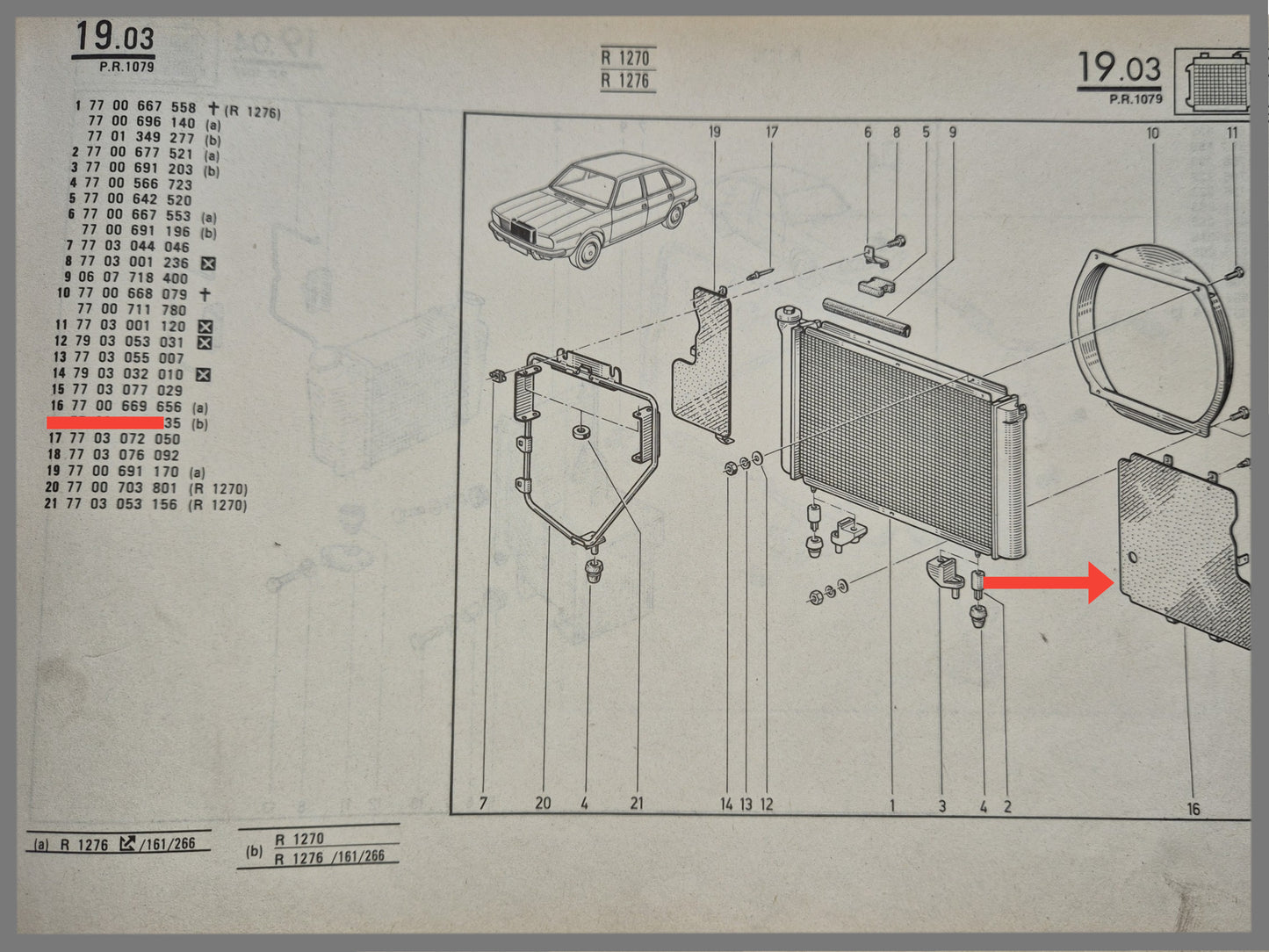 Afdekplaat - Renault 20 - Renault 30 - OEM 7700669656