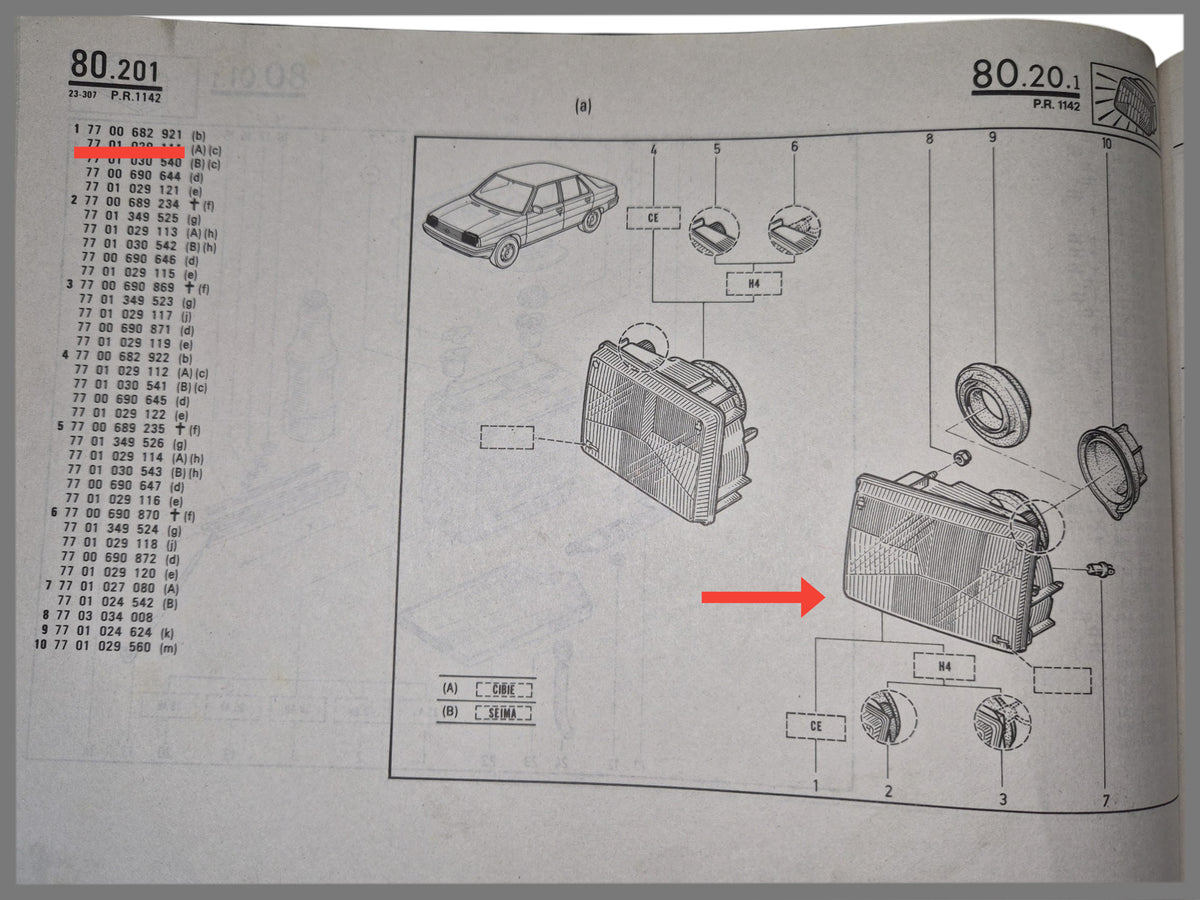 Koplamp voorzijde links - Renault 9 - OEM 7700682921
