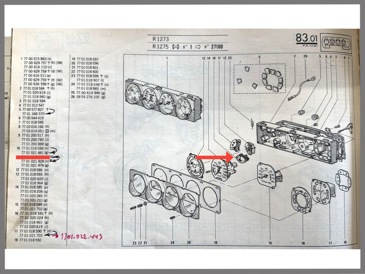 Dashboard temperatuur meter - OEM 7701021481