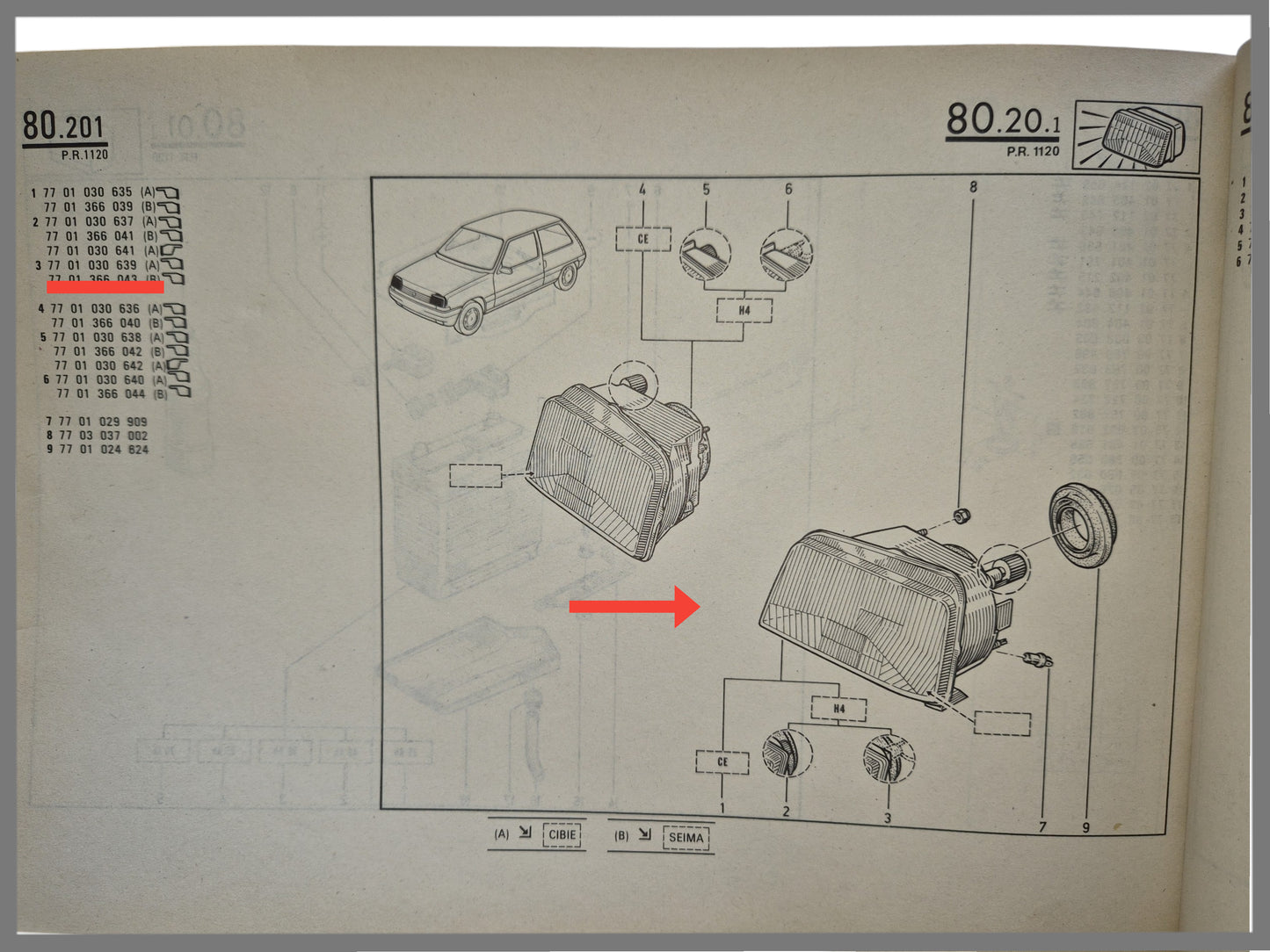 Koplamp H4 Links -  Renault 5 Super 5 - OEM 7701030639