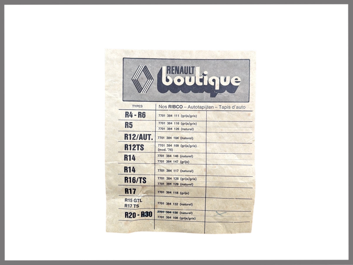Fußmattensatz hellbraun – Renault 20 – Renault 30 – OEM 7701348138