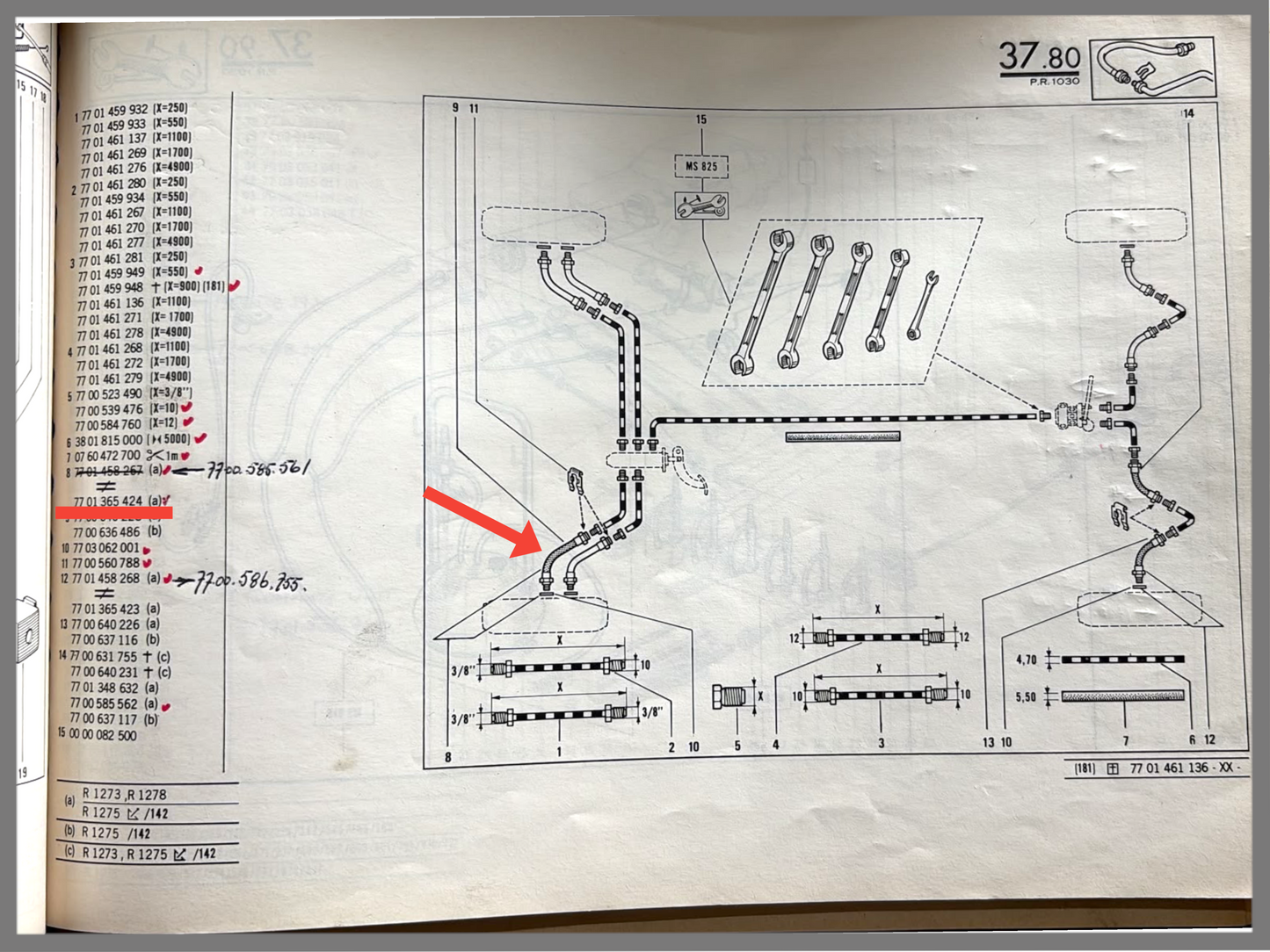 Remslang voorzijde - Renault 20 - Renault 30 - OEM 7701365424