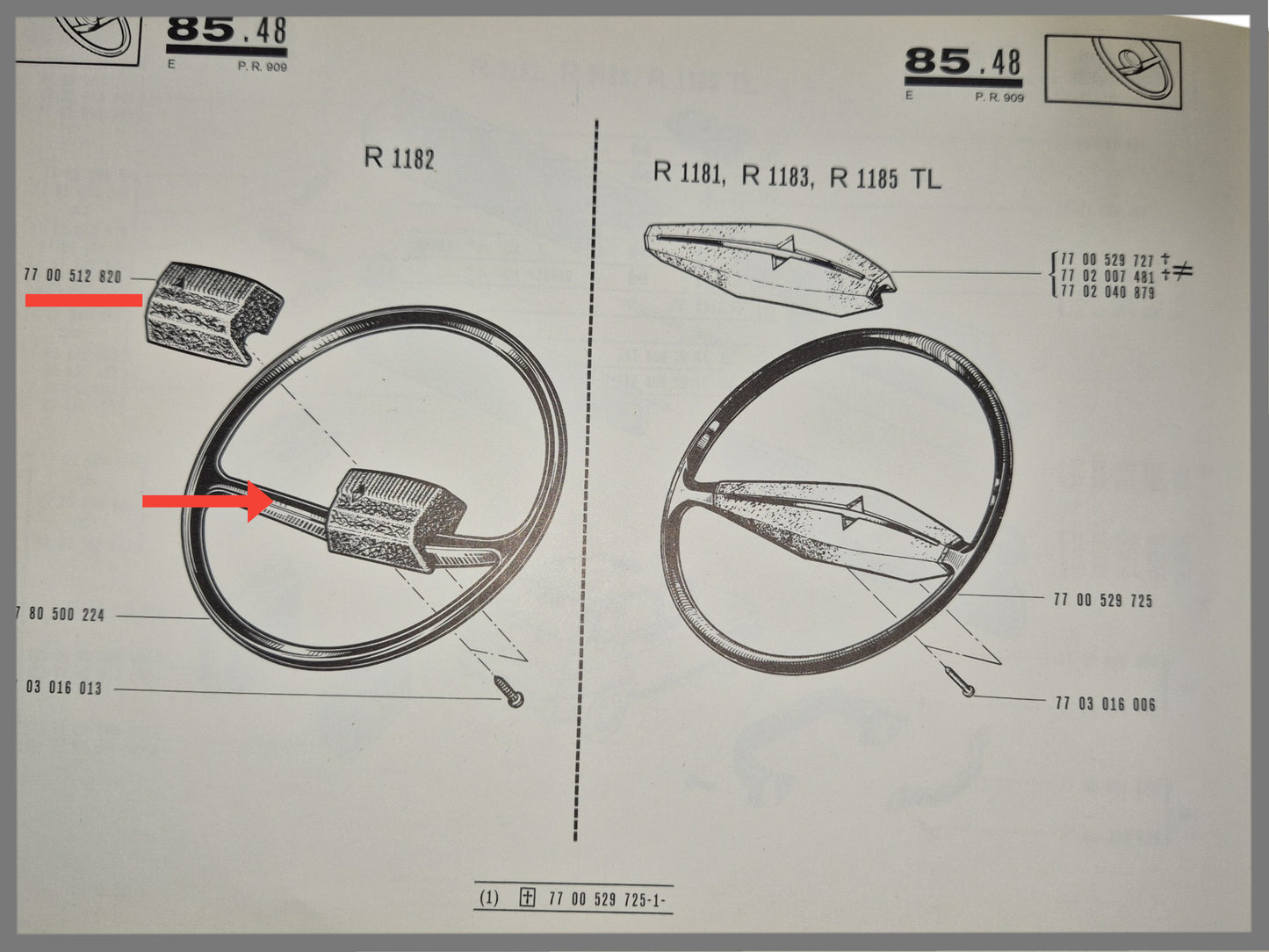 Stuurwiel afdekkapje - Renault 6 - OEM 7700512820
