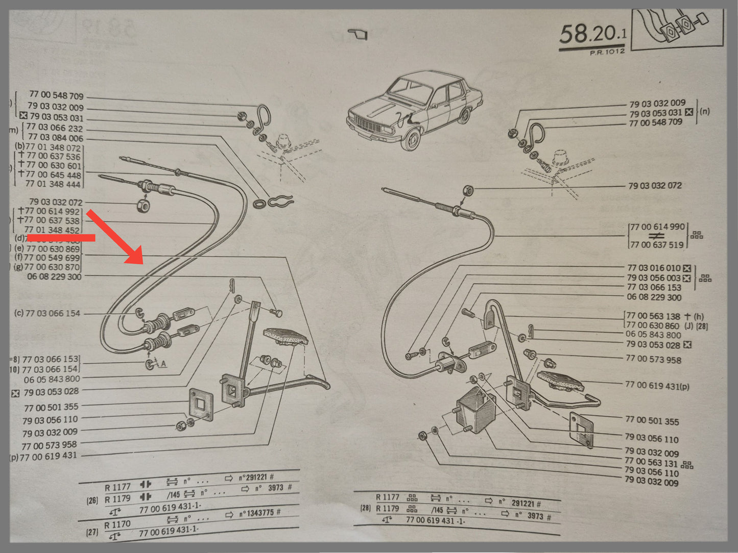 Câble d'accélérateur - Renault 12 - OEM 7701348452